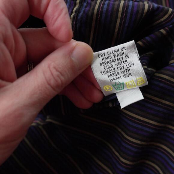 Bugatchi Uomo Purple Vertical Stripes Button Up Top Mens XXL Cotton Long Sleeve - Picture 6 of 7